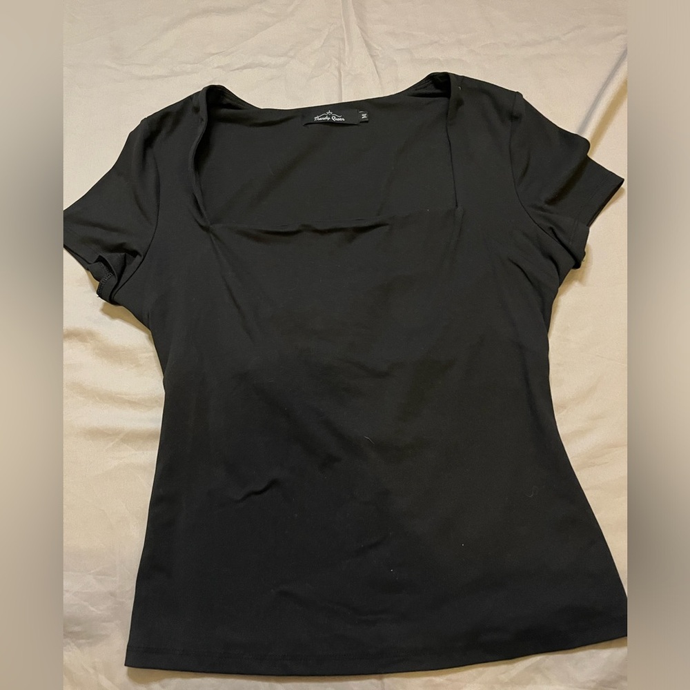 Trendy Queen black shirt sleeve knit top Size medium
